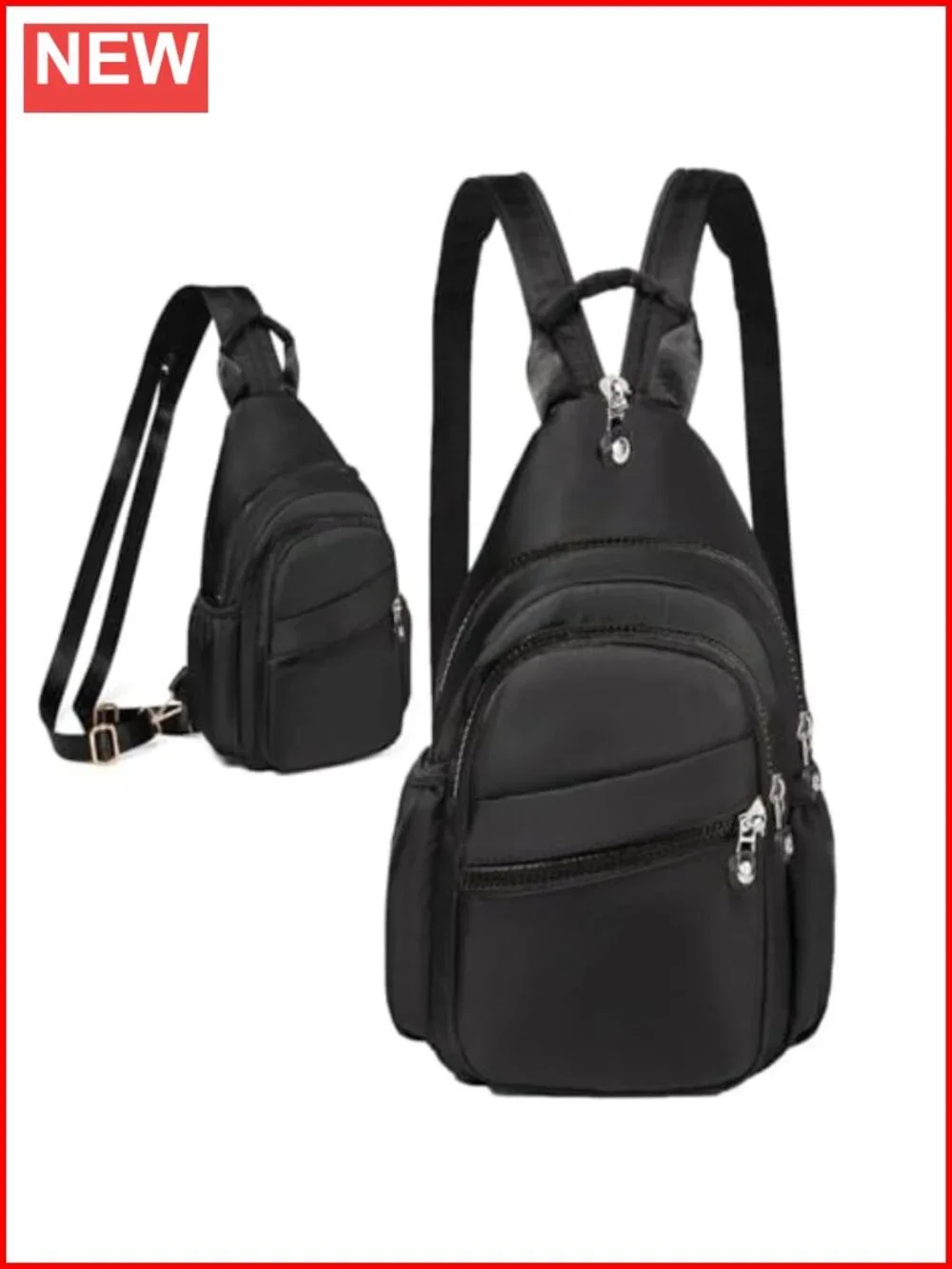 2-in-1 Convertible Mini Backpack Crossbody Sling Bag Water Resistant Nylon - 6